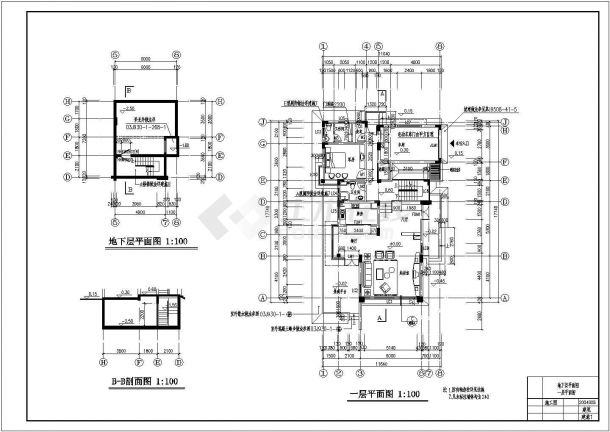 某三层（含地下室）别墅建筑施工图-图二