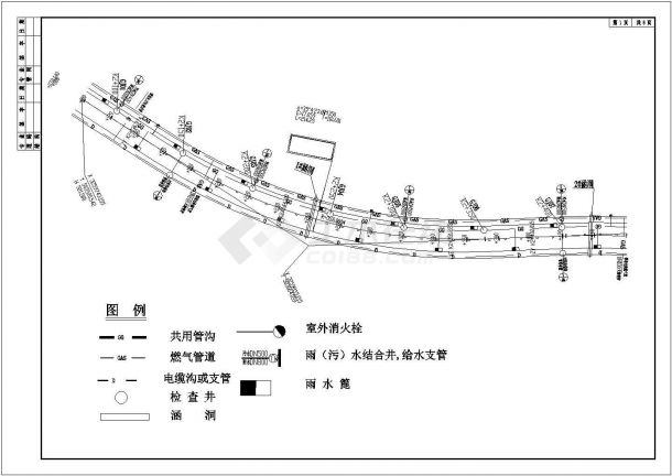 某市政道路给排水管网cad图纸设计（含设计说明）-图一