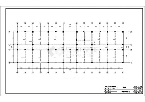 [学士]某公司多层培训楼全套施工cad设计结构图(含三层梁平面配筋图)-图二