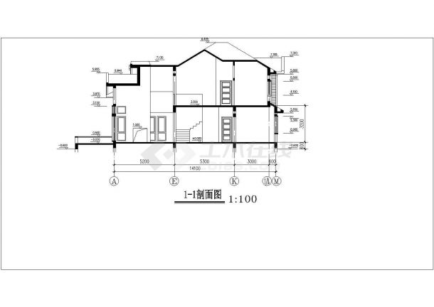 2层别墅建筑施工图CAD图纸设计【平立剖】-图一