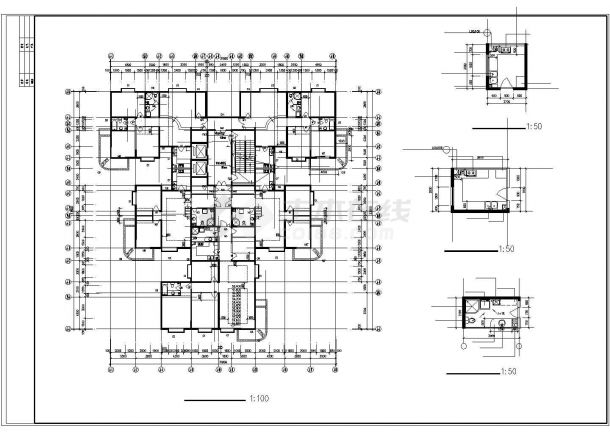 某高层文教大院住宅楼建筑设计cad施工图-图二