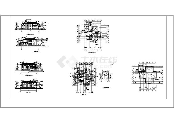 1+2层别墅建筑施工图CAD图纸设计【平立】-图一