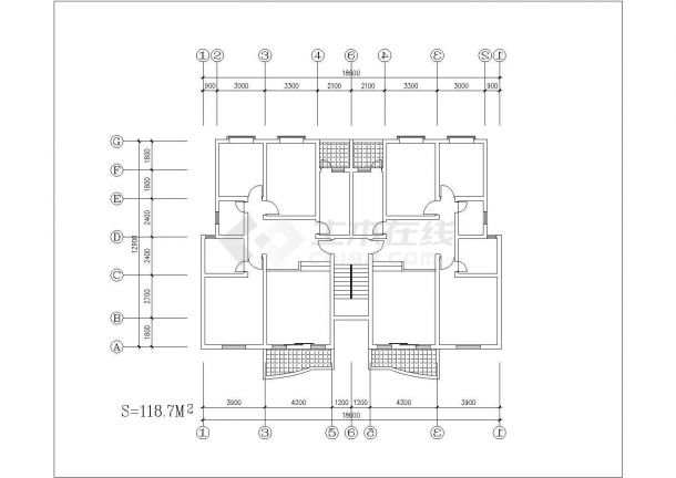 1至4室住宅户型建筑cad平面设计图纸-图一