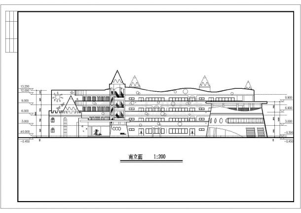某幼儿园四层框架结构教学楼设计cad全套建筑方案图（大院设计）-图二