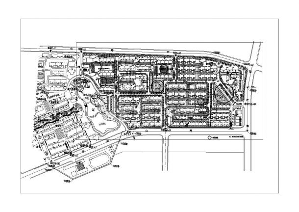 某长方形地块现代大型多层住宅小区规划设计cad方案总平面图（标注详细）-图一