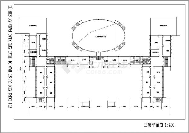 青岛市某地区某学校设计CAD布置图-图二