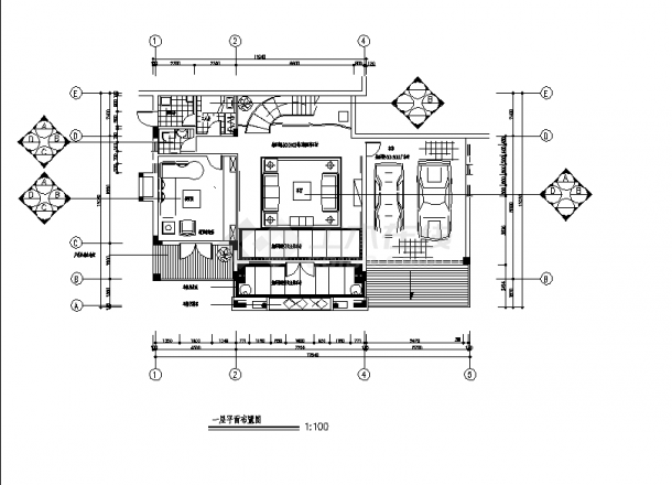 中天花园别墅住宅楼建筑设计施工cad图纸（含说明）-图二