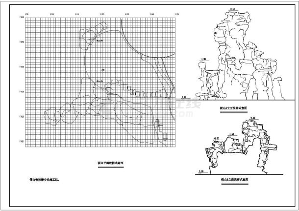 某经典精美假山CAD参考图-图二