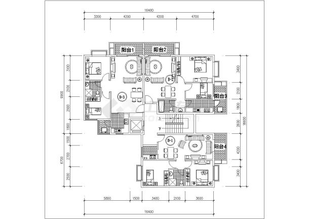 某样板楼住宅建筑全套户型方案设计施工CAD图纸-图一