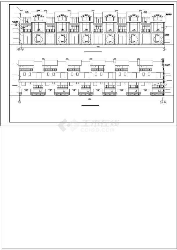 某地小区联排别墅建筑cad设计施工图纸-图二