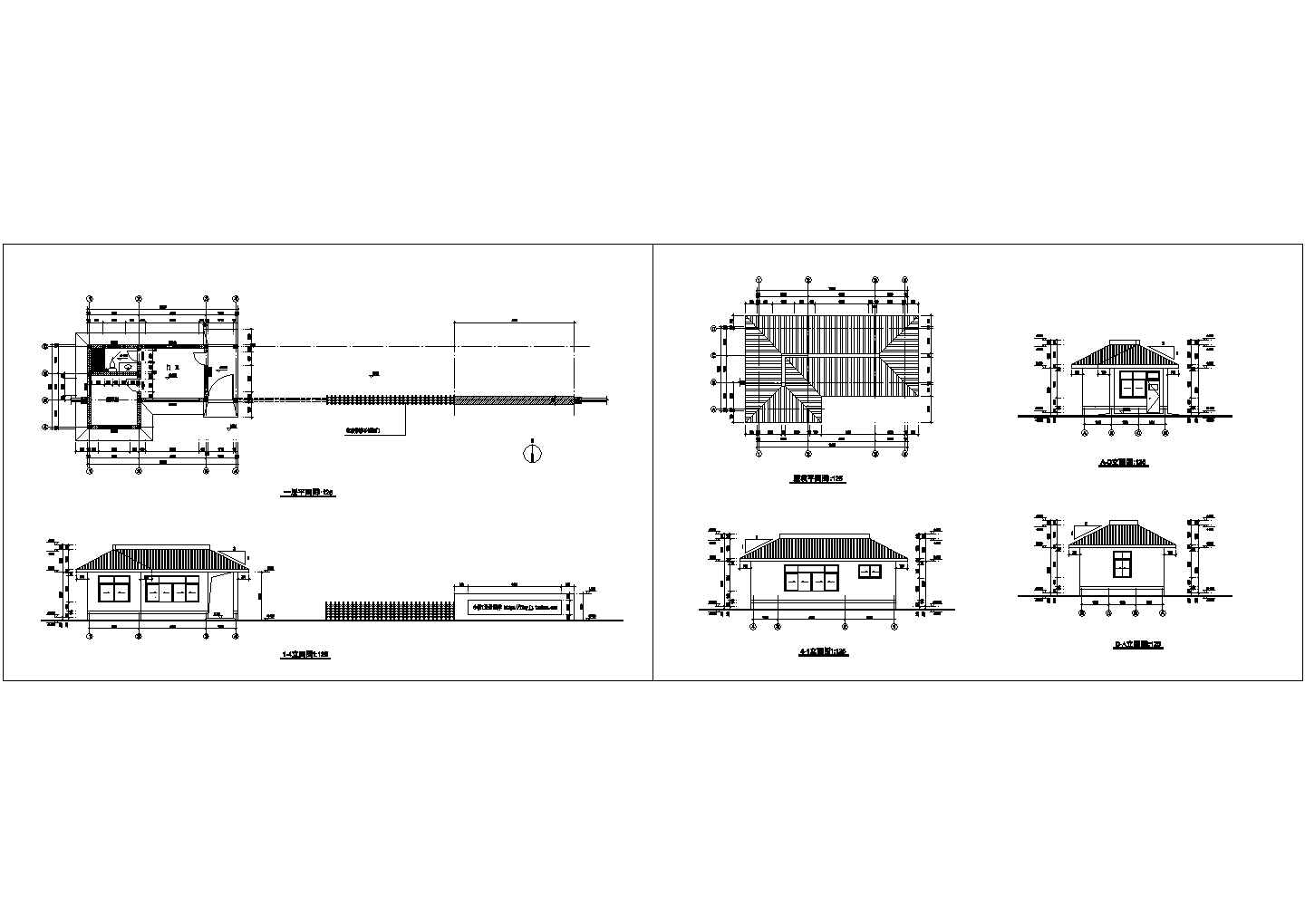 长33米 宽5.64米 单层办公区大门 门卫 值班室建筑设计施工图