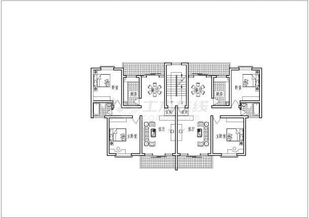 某小区内自由住宅楼建筑户型方案设计施工CAD图纸-图一