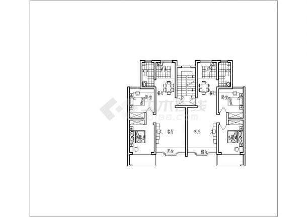 某小区内自由住宅楼建筑户型方案设计施工CAD图纸-图二