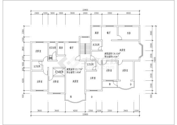 某地区小区多层住宅楼建筑户型方案设计施工CAD图纸-图二