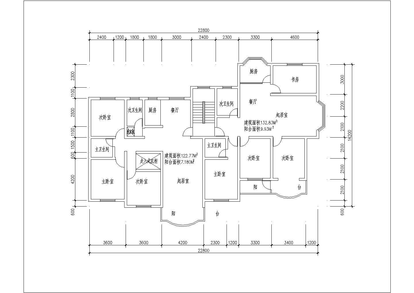某地区小区多层住宅楼建筑户型方案设计施工CAD图纸