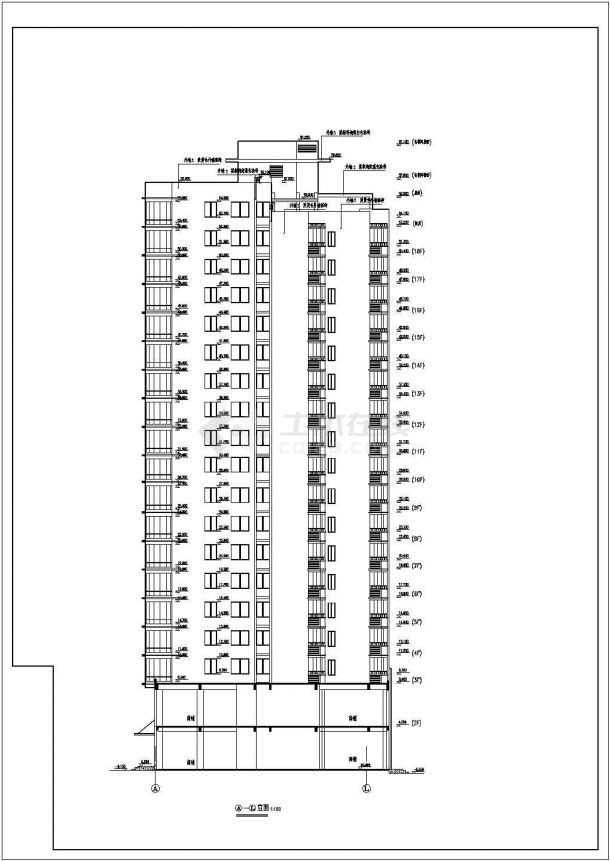 某地区小区高层公寓住宅楼建筑方案设计施工CAD图纸-图一