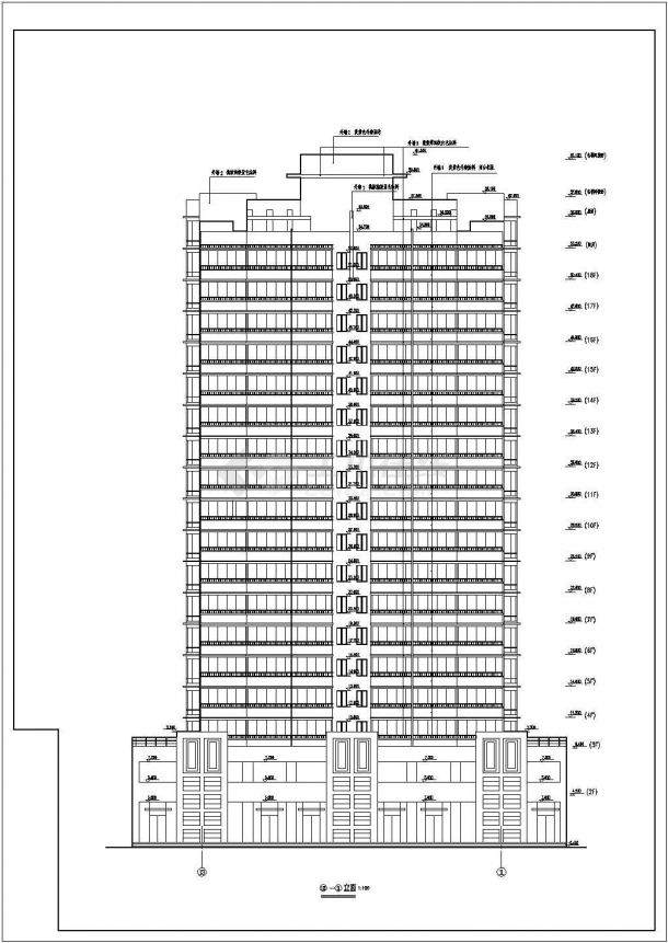 某地区小区高层公寓住宅楼建筑方案设计施工CAD图纸-图二