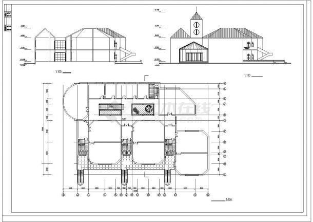 某幼儿园二层框架结构教学楼设计cad建筑方案图（标注详细）-图一