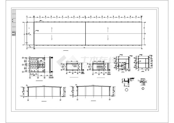 烟台市某工厂7100平米2层框架结构生产车间平立剖面设计CAD图纸-图二