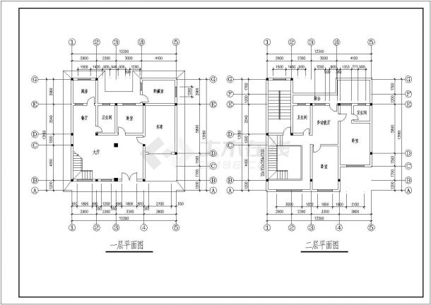 某地区小型三层别墅建筑全套方案设计施工CAD图纸-图二