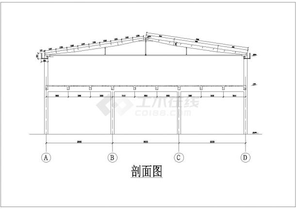 某工厂中型2层框架结构生产车间建筑结构设计CAD图纸-图一