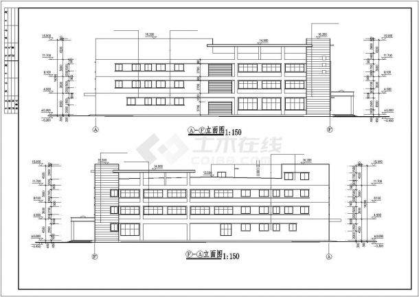 合肥市某食品厂1.2万平米3层框架结构加工厂房建筑设计CAD图纸-图一