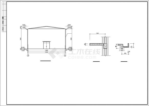 西宁市某工厂550平米单层轻钢结构生产车间平立剖面设计CAD图纸-图一