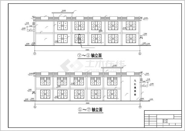 扬州市某工厂1200平米2层框架结构生产车间建筑设计CAD图纸-图一
