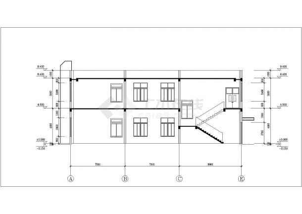 长春市某工厂750平米2层框架结构加工车间建筑设计CAD图纸-图二