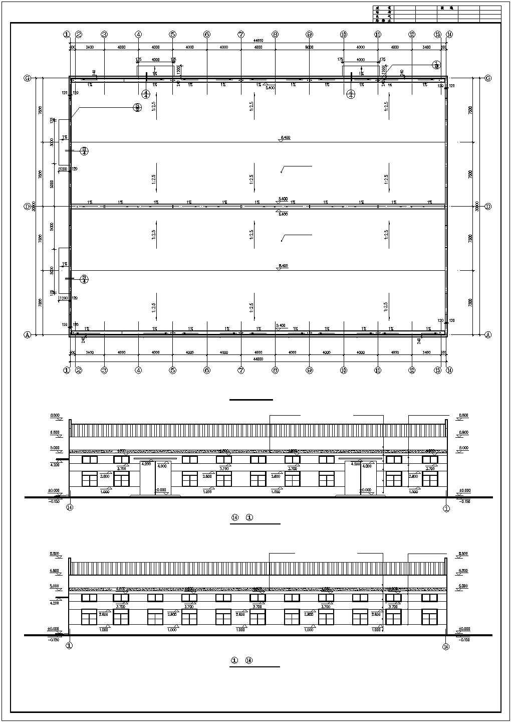 慈溪市某食品厂1350平米单层排架结构生产车间建筑设计CAD图纸