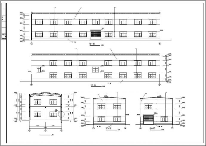 广州某塑料厂1400平米2层框架结构生产车间建筑设计CAD图纸_图1