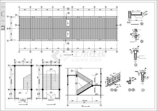 广州某塑料厂1400平米2层框架结构生产车间建筑设计CAD图纸-图二