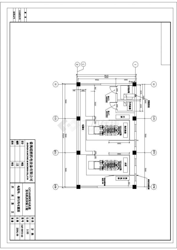 南方某市两台1600KW发电机环保安装工程CAD详细设计图纸（标注详细）-图二