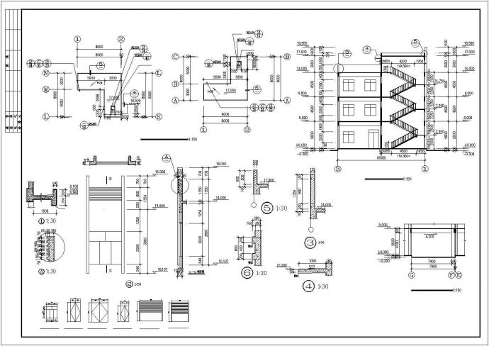 东莞市某工厂1700平米3层框架结构生产车间建筑设计CAD图纸_图1