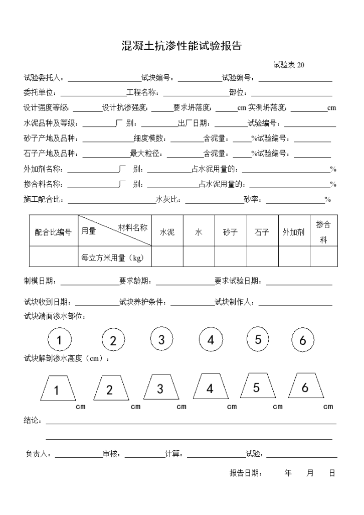 试验表-混凝土抗渗性能试验报告-图一