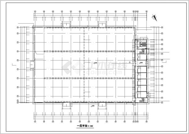 杭州市某木材厂4400平米3层框架结构生产车间建筑设计CAD图纸-图二