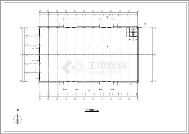 某食品厂1600平米1层框架结构厂房平立剖面设计CAD图纸（2套方案）-图一