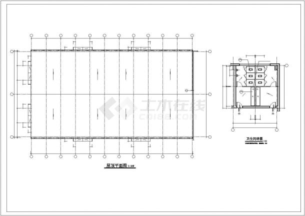 某食品厂1600平米1层框架结构厂房平立剖面设计CAD图纸（2套方案）-图二