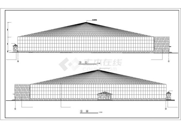 某工厂3140平米局部2层钢框架结构生产厂房建筑设计CAD图纸-图二