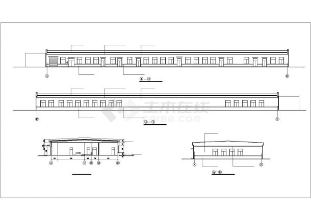 西安某食品厂2150平米单层框架结构生产厂房平立面设计CAD图纸-图二