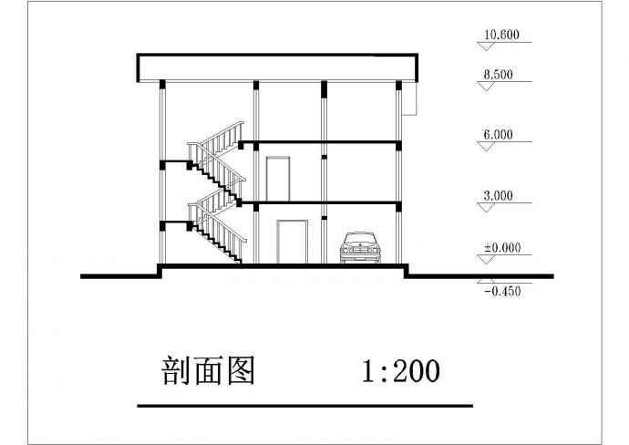 扬州某乡村占地104平米3层框混结构独栋别墅平立剖面设计CAD图纸_图1
