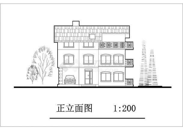 扬州某乡村占地104平米3层框混结构独栋别墅平立剖面设计CAD图纸-图二