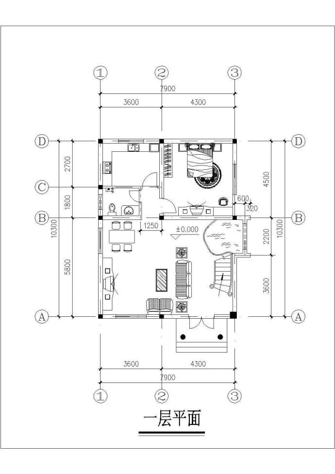 徐州某村镇某中型3层砖混结构乡村别墅平立面设计CAD图纸_图1