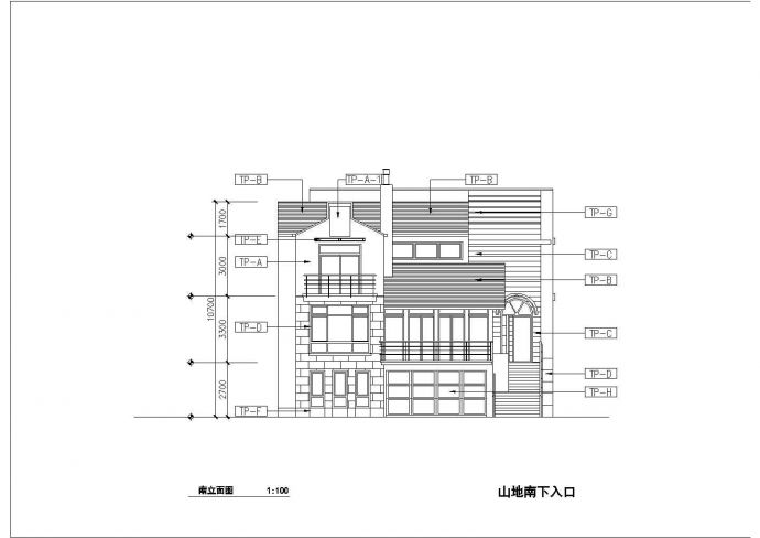 南宁市某小区某三层框混结构单体别墅平立剖面设计CAD图纸_图1