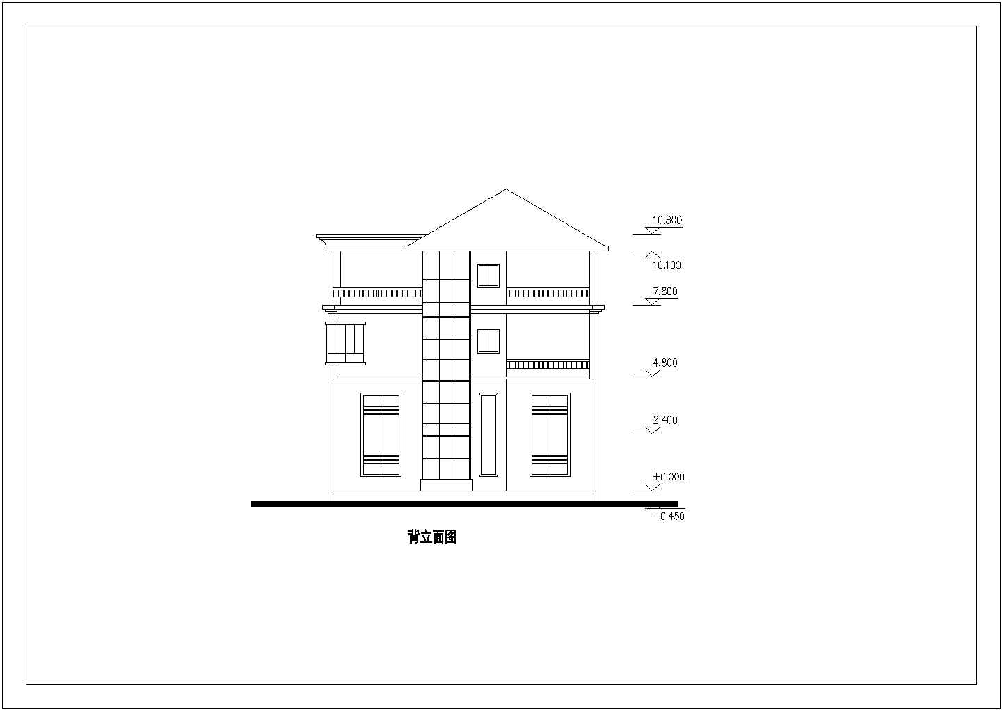 370平米三层砖混结构单体乡村别墅平立剖面设计CAD图纸（含夹层）