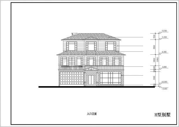 646平米3层框架结构豪华单体别墅平立面设计CAD图纸-图一