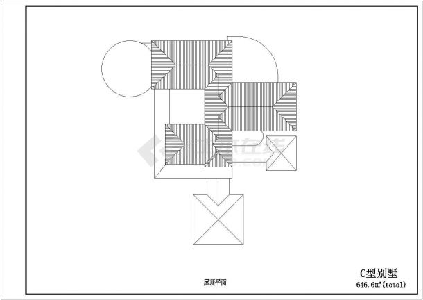 646平米3层框架结构豪华单体别墅平立面设计CAD图纸-图二