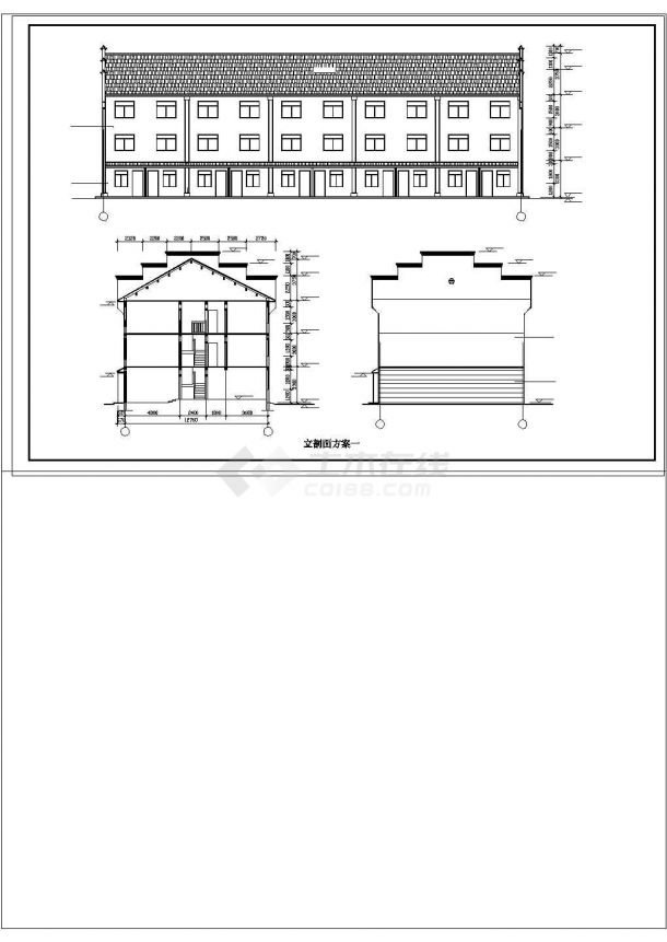 徽派建筑小区住宅和街面房CAD设计施工图纸-图一