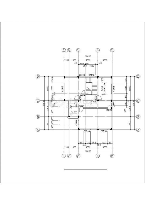 某大型3层框混结构单体乡村自建别墅楼平立剖面设计CAD图纸-图一