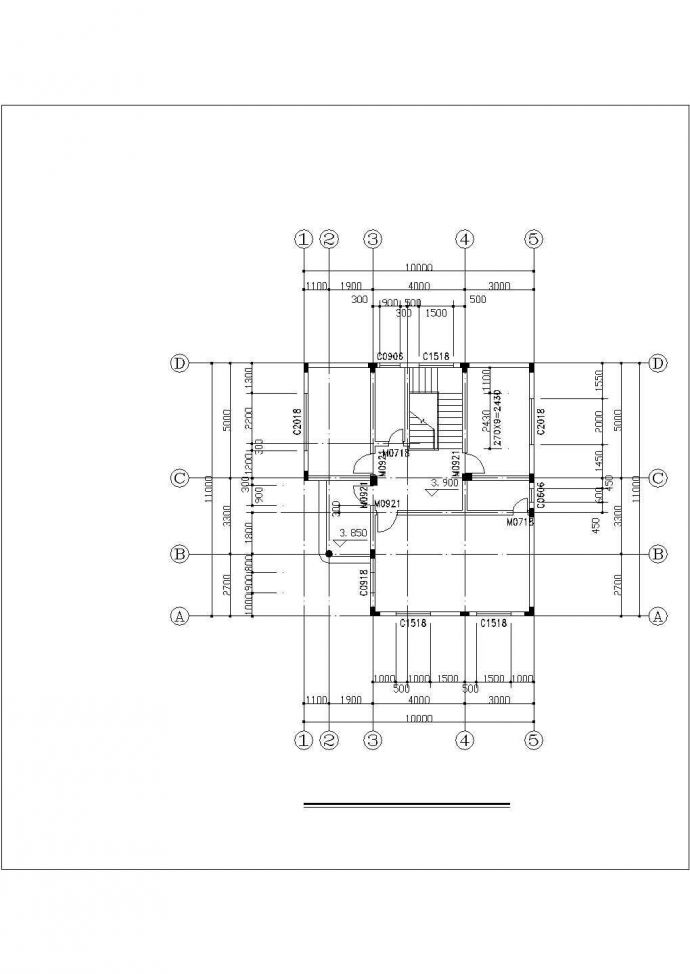 某大型3层框混结构单体乡村自建别墅楼平立剖面设计CAD图纸_图1